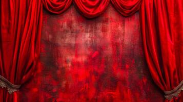 ai generato lussuoso rosso Teatro le tende sfondo foto