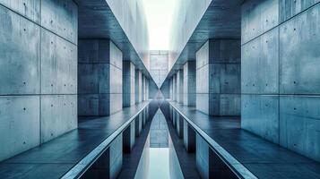 ai generato moderno architettonico corridoio con simmetrico design foto