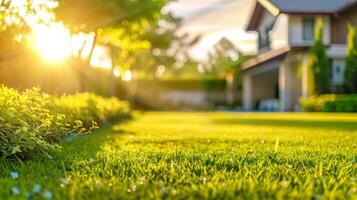 ai generato tramonto splendore nel suburbano beatitudine foto