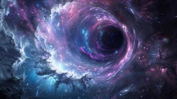 ai generato interstellare viaggio concetto con un' quantistico wormhole, collegamento lontano universi foto