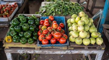 ai generato fresco verdure su mercato. foto