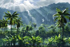 ai generato pioggia foresta vegetazione foto