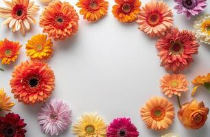 ai generato cerchio di fiori foto