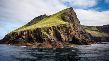 ai generato un' bellissimo paesaggio di un' a distanza isola nel il oceano foto