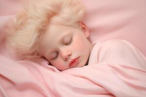 ai generato studio ritratto di carino stanco addormentato bambino su bianca e colore sfondo foto