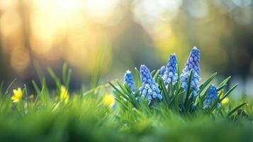 ai generato avvicinamento di viola fioritura impianti su giardino foto