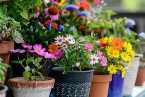 ai generato floreale composizione. impianti nel pentola impianti formatura un' bellissimo composizione fiore. foto