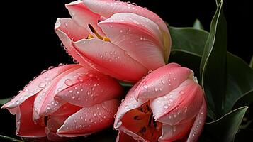 ai generato bellissimo macro fotografia di tulipano fiori foto