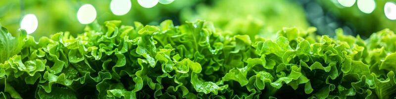 ai generato lussureggiante verde lattuga nel interno verticale azienda agricola foto