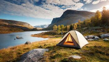 ai generato mozzafiato scandinavo natura paesaggio foto