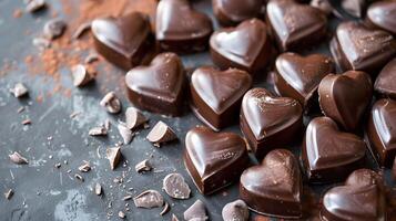 ai generato cuore sagomato cioccolato caramelle foto