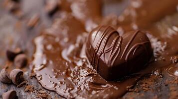 ai generato cuore sagomato cioccolato caramelle foto