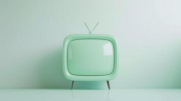 ai generato classico bellezza, isolato Vintage ▾ menta verde tv impostato ricevitore con antenna, generativo ai foto
