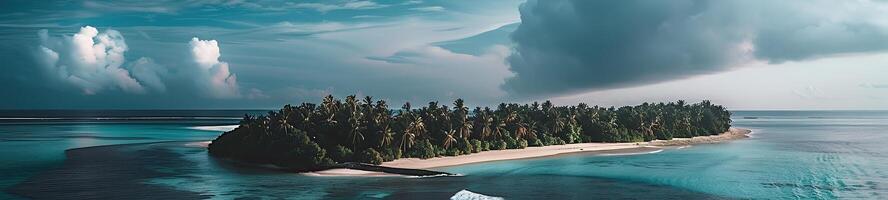 ai generato aereo Visualizza di un' bellissimo tropicale isola nel il mezzo di il oceano foto