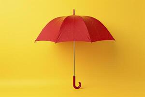 ai generato Aperto ombrello su un isolato sfondo di rosso e giallo colore. foto