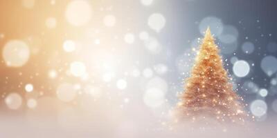 ai generato minuscolo carino scintillante Natale alberi con oro tonalità festivo sfondo con copia spazio. miniatura divertimento vacanza inverno oggetti di scena sfondo fondale foto