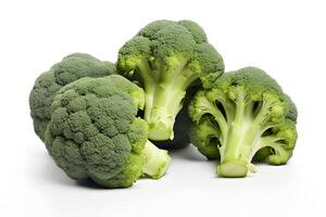 ai generato fresco broccoli isolato su un' bianca sfondo foto