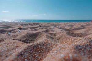 ai generato spiaggia sabbia con oceano paesaggio professionale fotografia foto