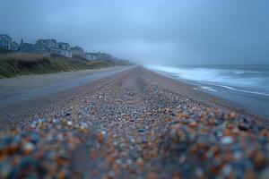 ai generato spiaggia sabbia con oceano paesaggio professionale fotografia foto