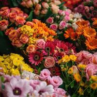 ai generato mazzo di fresco colorato fiori su Schermo foto