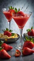 Due bicchieri di fragola Martini con Limone fette foto