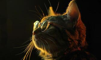ai generato ritratto di un' gatto con occhiali da sole. superficiale profondità di campo. foto