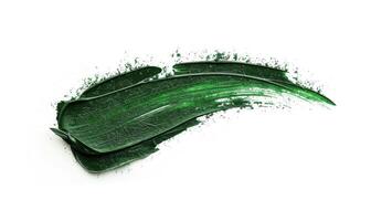 ai generato in profondità verde a forma di foglia spazzola ictus su bianca sfondo foto