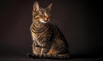 ai generato studio fotografia di un' Scozzese dritto capelli corti gatto su colorato sfondi foto