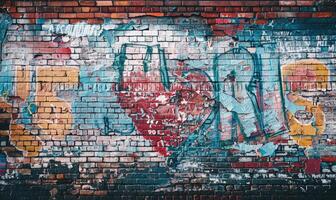 ai generato graffiti su un' mattone parete come un astratto sfondo. struttura. foto