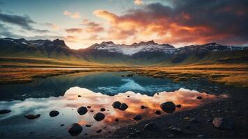 ai generato mozzafiato visualizzazioni di Islanda foto