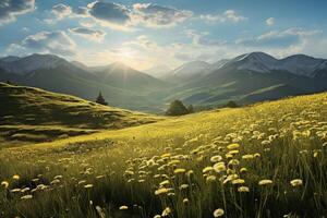 ai generato primavera giorno bellissimo paesaggio sfondo foto