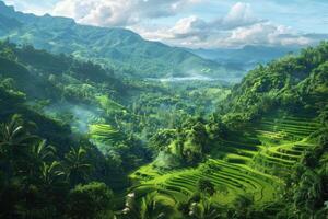 ai generato Indonesia riso i campi mozzafiato naturale bellezza foto