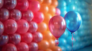 ai generato colorato palloncini galleggiante nel il aria foto