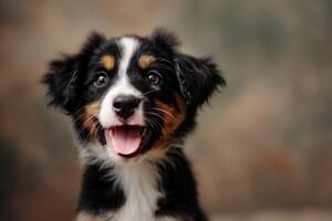 ai generato giocoso sorridente cucciolo. animale domestico cura. domestico animale. foto
