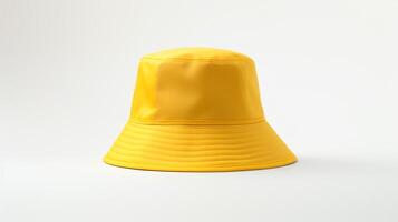 ai generato foto di giallo secchio cappello isolato su bianca sfondo. ai generato