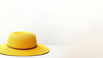 ai generato foto di giallo cannuccia cappello isolato su bianca sfondo. ai generato