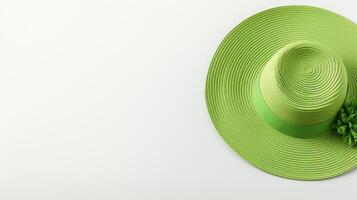 ai generato foto di verde sole cappello isolato su bianca sfondo. ai generato