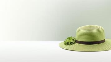 ai generato foto di verde sole cappello isolato su bianca sfondo. ai generato