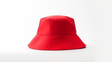 ai generato foto di rosso secchio cappello isolato su bianca sfondo. ai generato