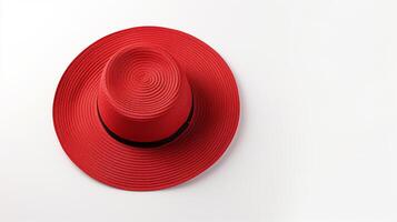 ai generato foto di rosso cannuccia cappello isolato su bianca sfondo. ai generato