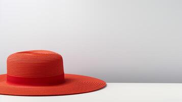 ai generato foto di rosso sole cappello isolato su bianca sfondo. ai generato