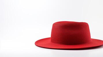 ai generato foto di rosso cannuccia cappello isolato su bianca sfondo. ai generato