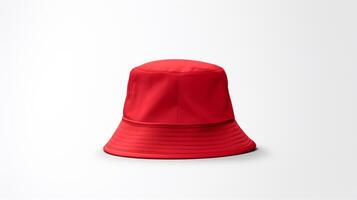 ai generato foto di rosso secchio cappello isolato su bianca sfondo. ai generato