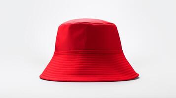 ai generato foto di rosso secchio cappello isolato su bianca sfondo. ai generato