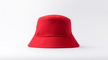 ai generato foto di rosso secchio cappello isolato su bianca sfondo. ai generato