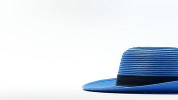 ai generato foto di blu cannuccia cappello isolato su bianca sfondo. ai generato