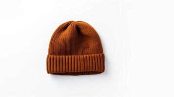 ai generato foto di Marrone Beanie cappello isolato su bianca sfondo. ai generato