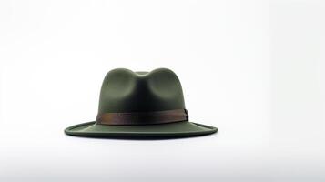 ai generato foto di buio verde fedora cappello isolato su bianca sfondo. ai generato