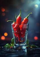 ai generato rosso caldo chili peperoni nel bicchiere foto