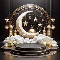 ai generato 3d Ramadan tema Prodotto podio, ai generato foto